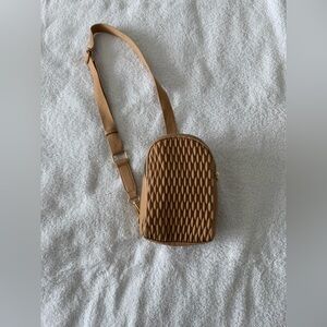 Madison West Tan Textured Crossbody Bag with Adjustable Strap